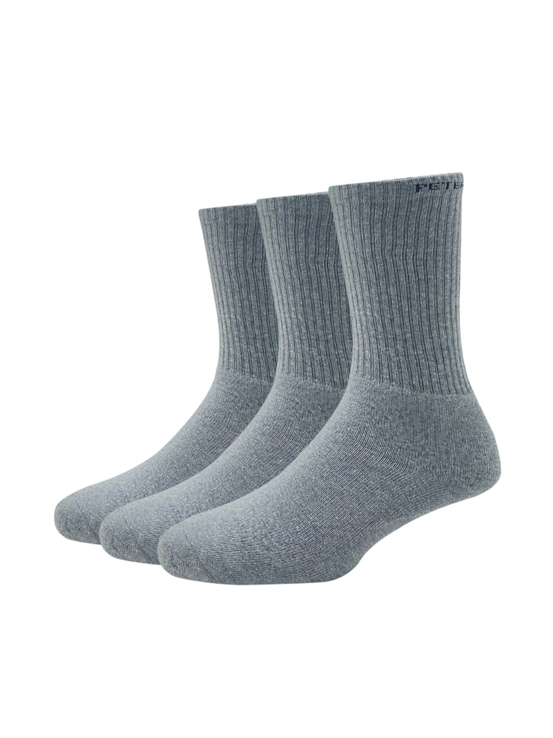 

Peter England Men Pack of 3 Cotton Full Length Socks, Grey