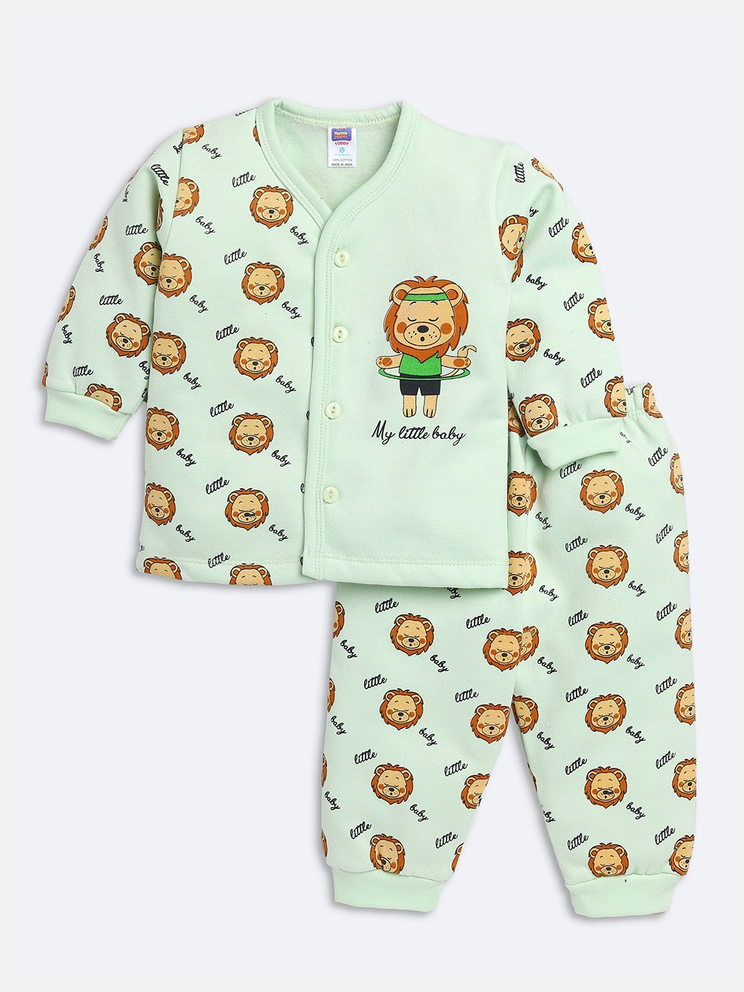 

Nottie Planet Unisex Kids Fluorescent Green Printed clothing set