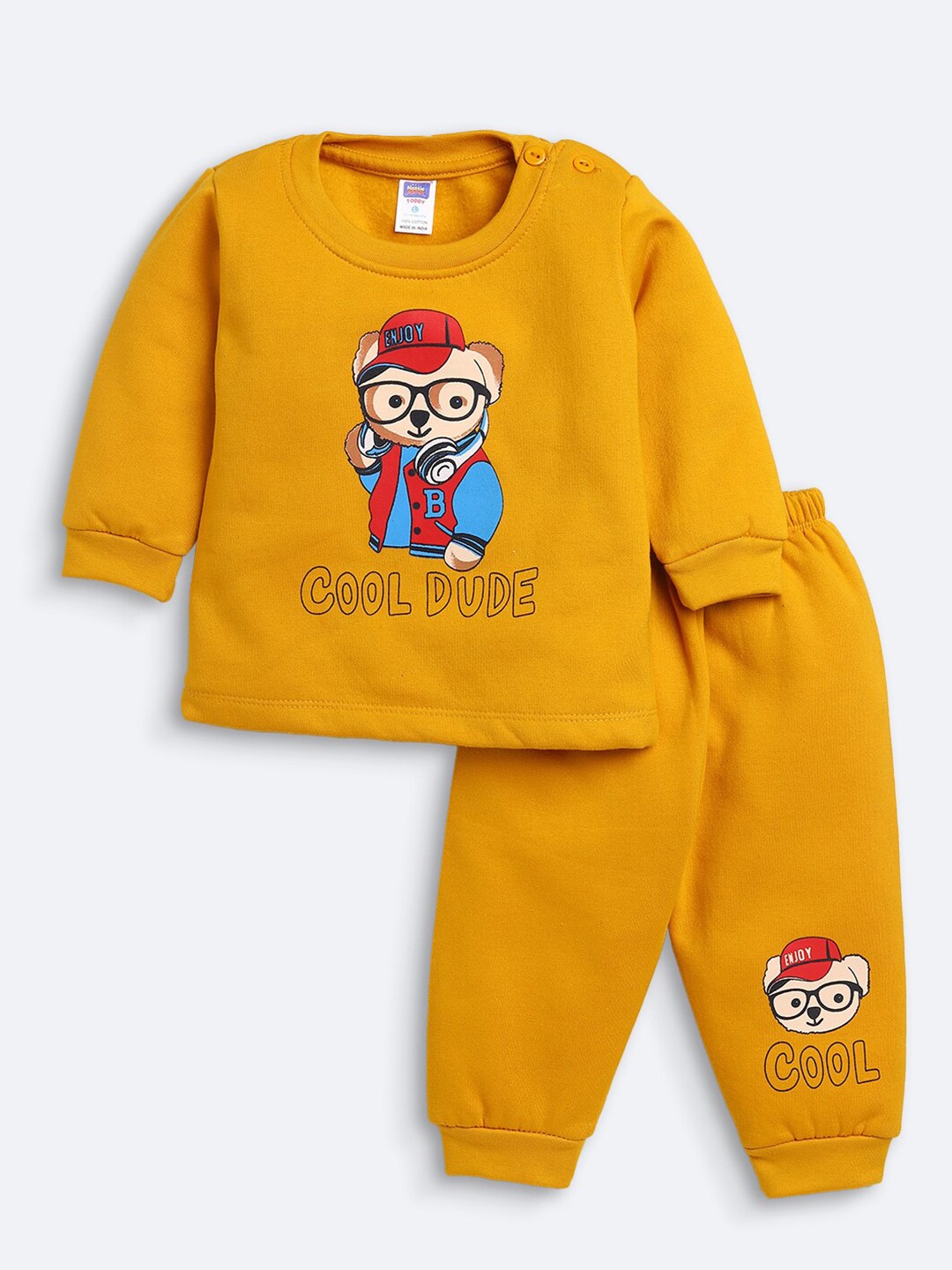 

Nottie Planet Kids Yellow & Cream-Coloured Pure Cotton Printed Clothing Set