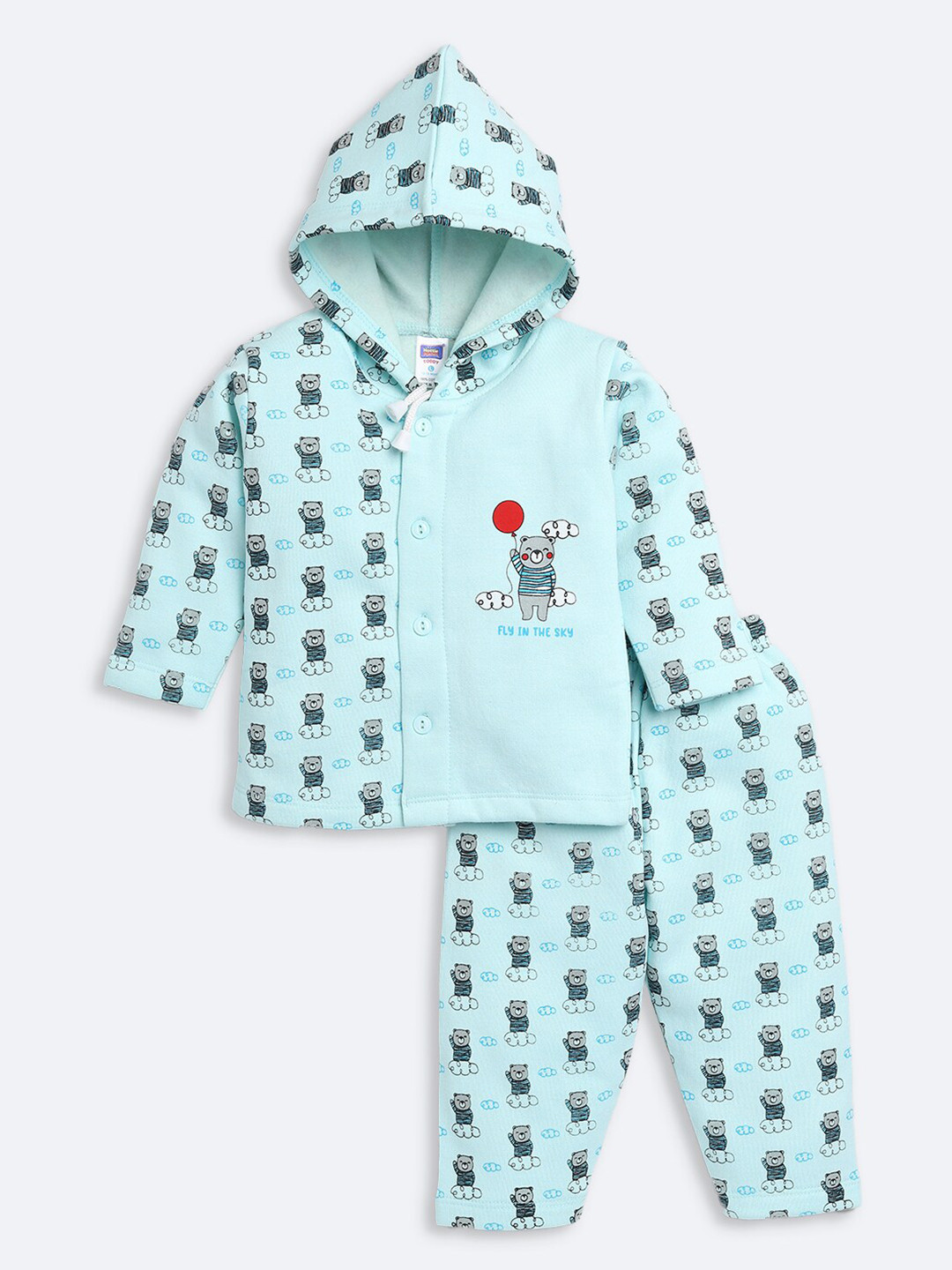 

Nottie Planet Kids Blue & Grey Printed Pure Cotton clothing set Set