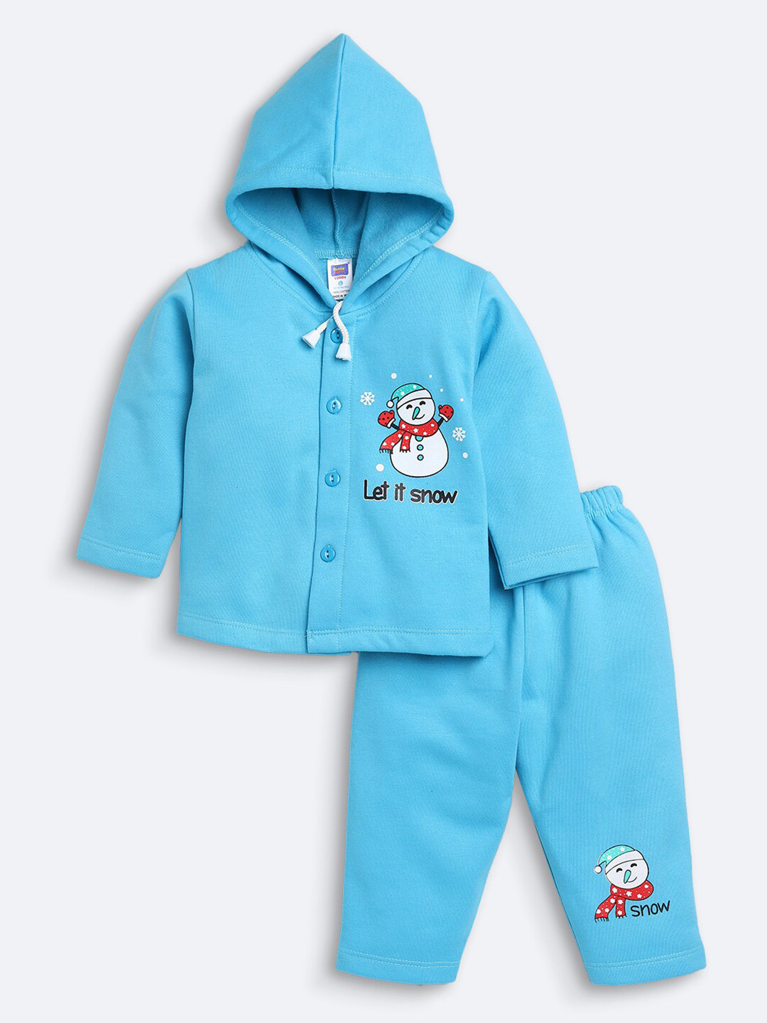 

Nottie Planet Kids Turquoise Blue & White Pure Cotton Printed T-shirt with Pyjamas
