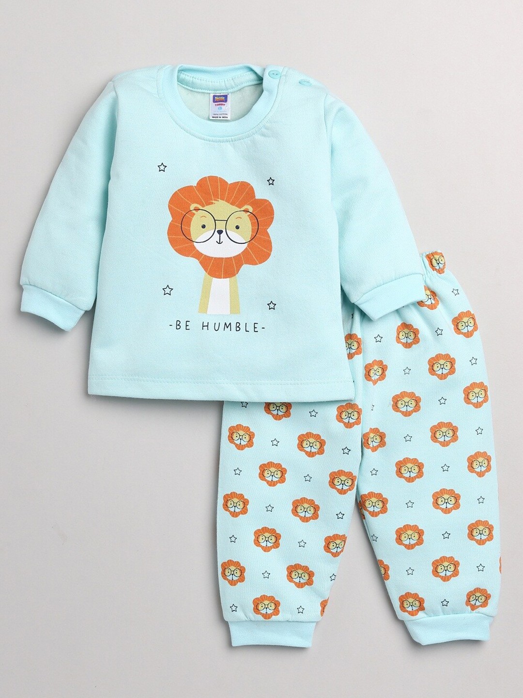

Nottie Planet Unisex Kids Blue & Orange Printed clothing set Set