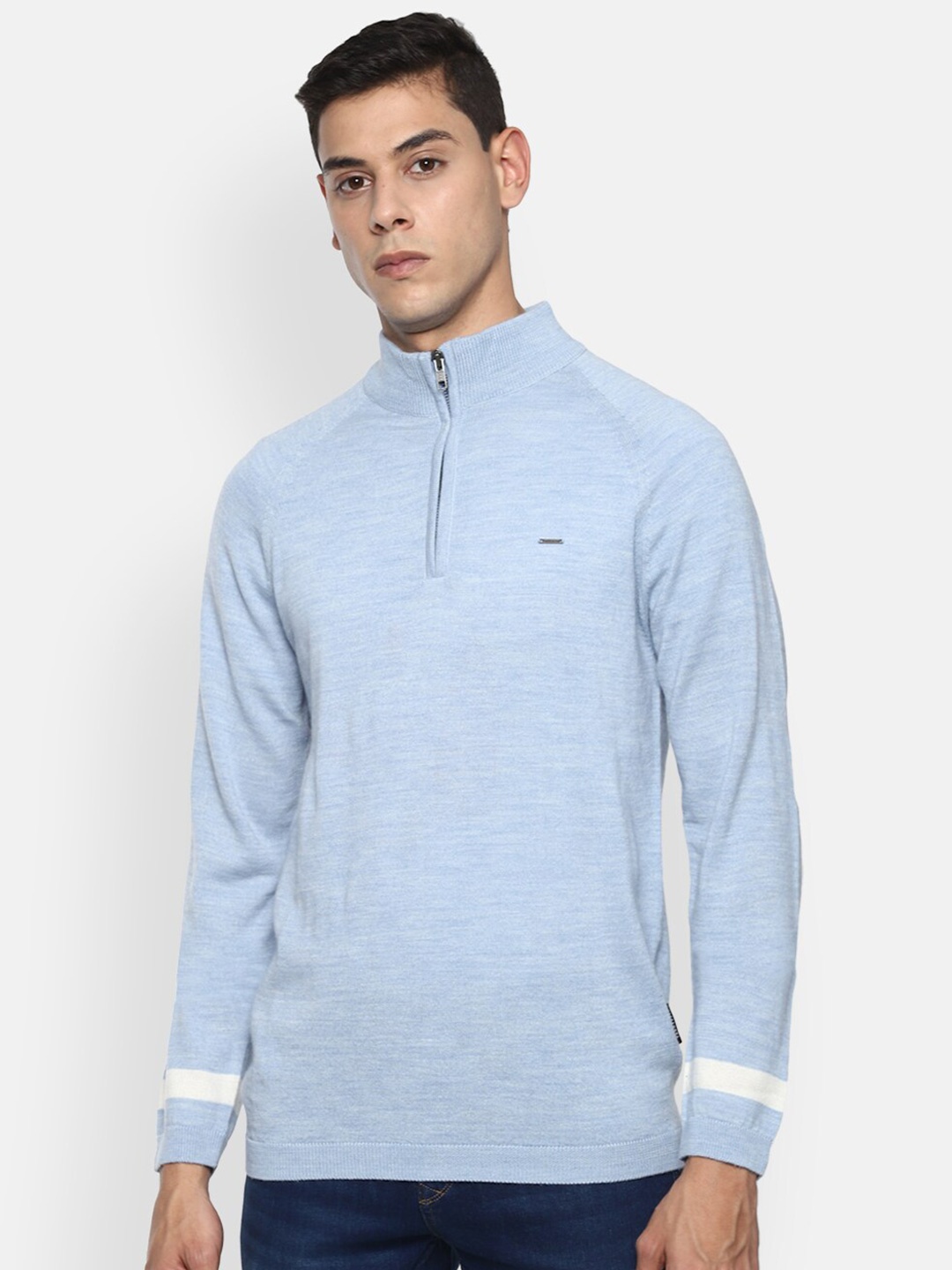 

Van Heusen Men Blue Pure Cotton Pullover