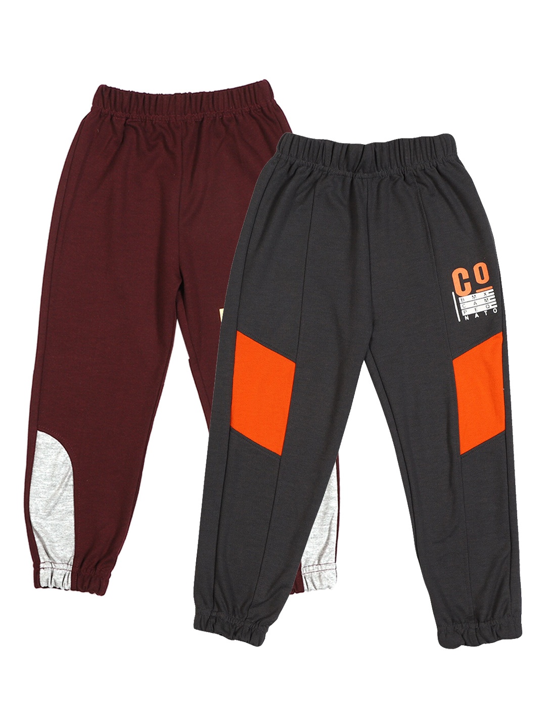 

CREMLIN CLOTHING Boys Brown & Grey Pack Of 2 Colourblocked Joggers