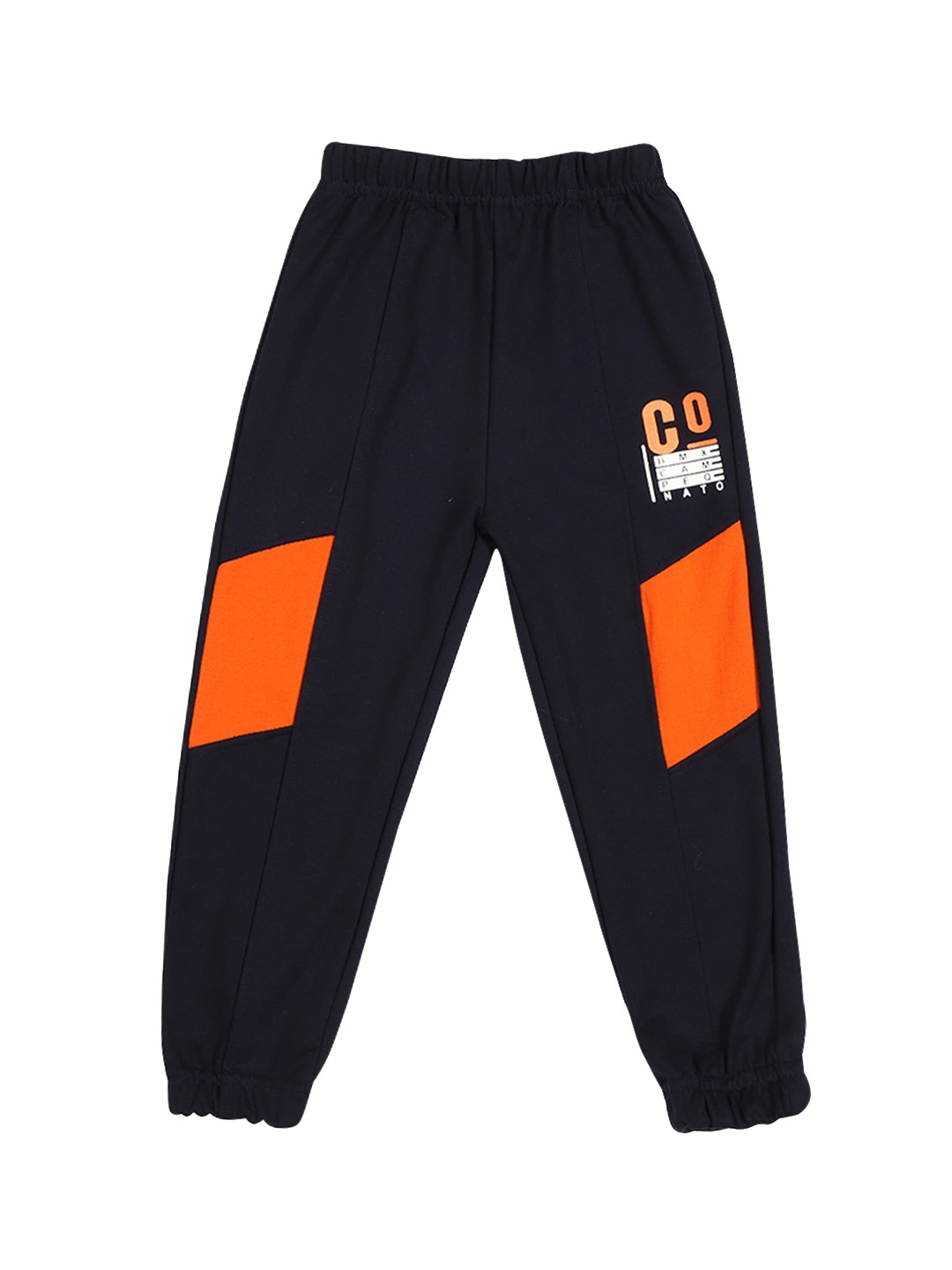 

CREMLIN CLOTHING Boys Navy Blue & Orange Colourblocked Joggers