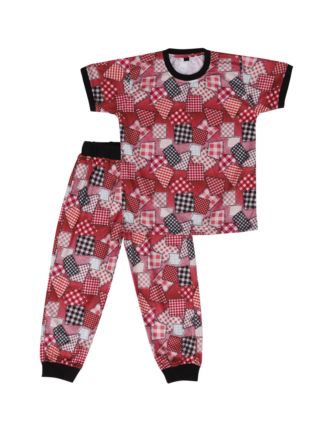 

CREMLIN CLOTHING Unisex Kids Multi Print Night suits, Red