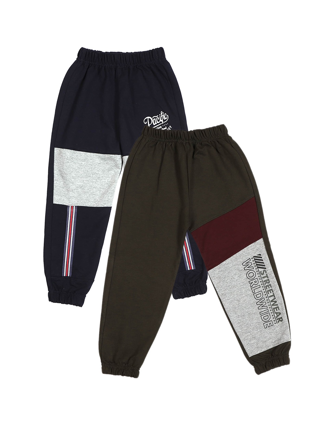 

CREMLIN CLOTHING Boys Pack Of 2 Colourblocked Joggers, Olive