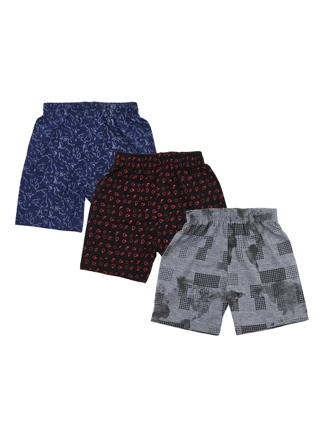 

CREMLIN CLOTHING Unisex Kids Multicoloured Pack of 3 Printed Modal Shorts, Multi