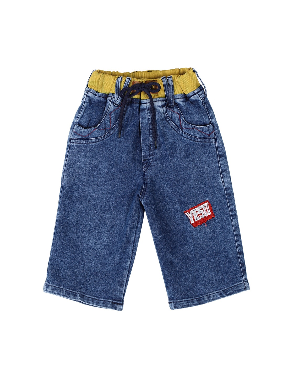 

CREMLIN CLOTHING Boys Blue Solid Washed Denim Knee Length Shorts