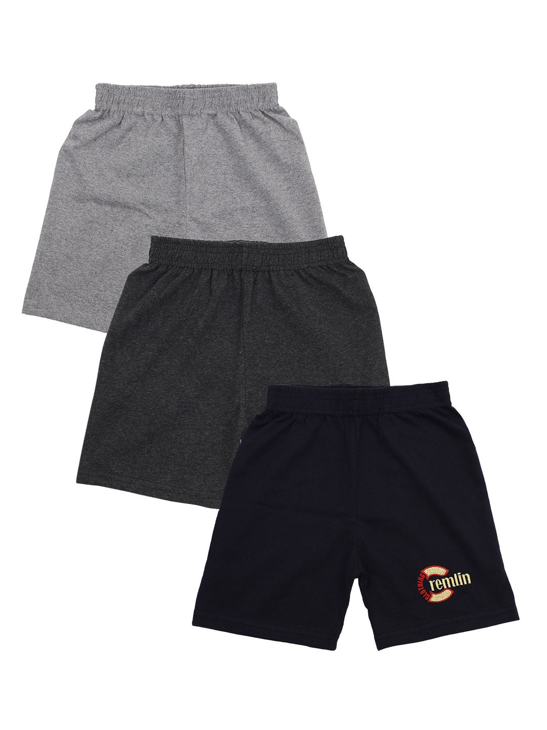 

CREMLIN CLOTHING Unisex Kids Grey & Charcoal Pack of 3 Shorts