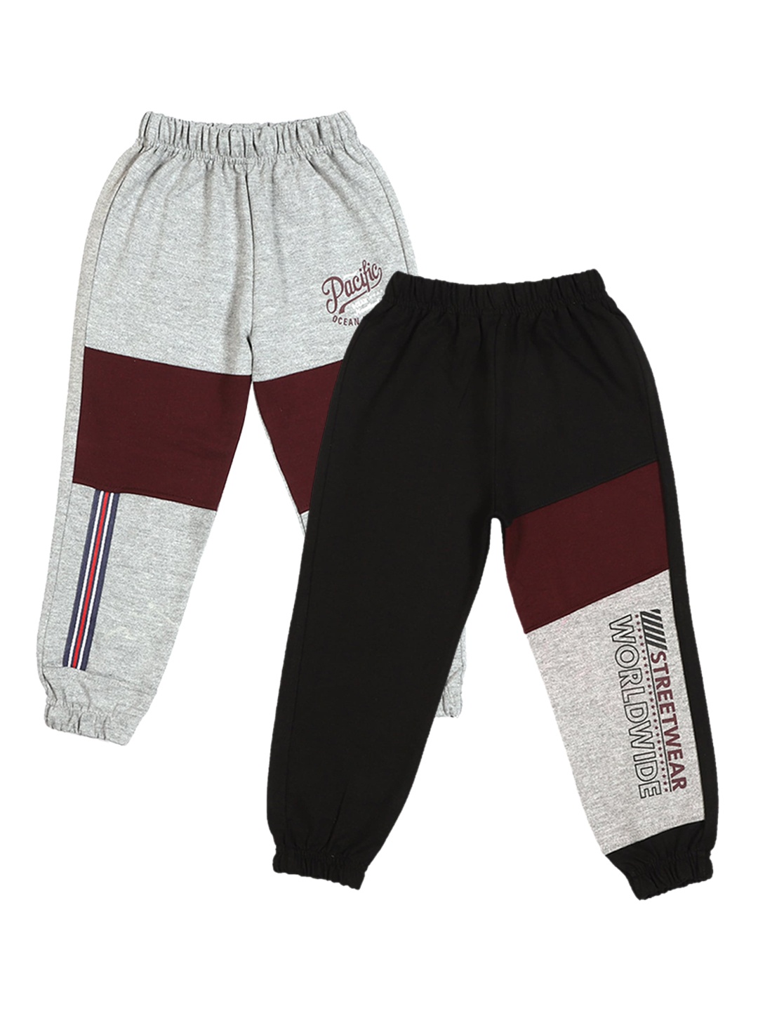

CREMLIN CLOTHING Boys Pack of 2 Colourblocked Joggers, Grey melange