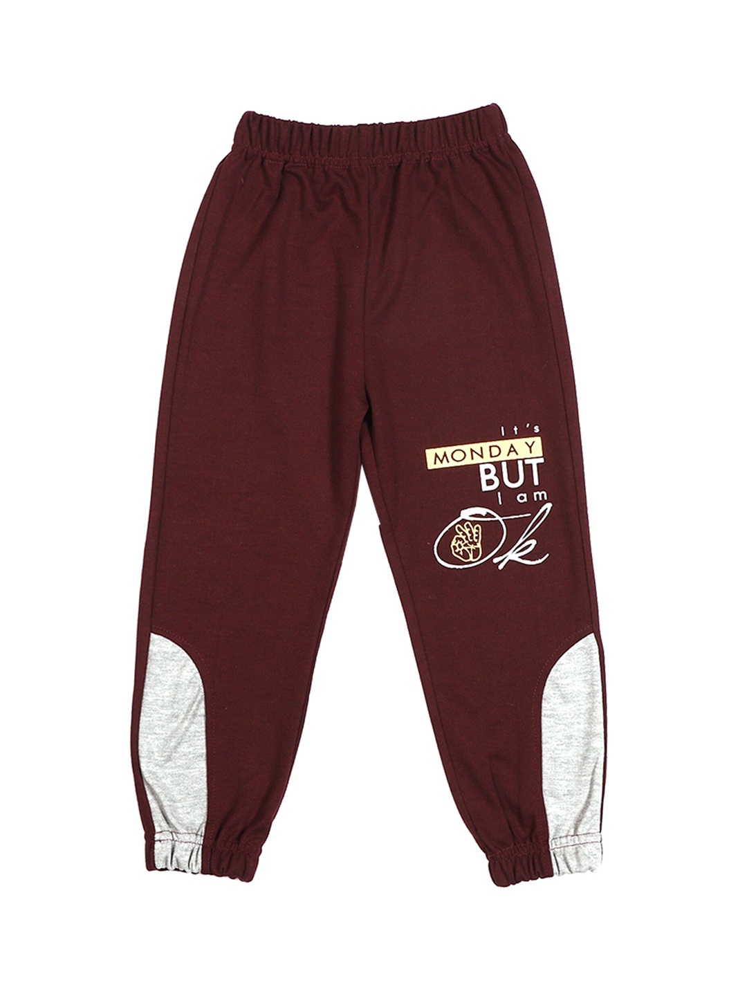 

CREMLIN CLOTHING Boys Maroon & Grey Colourblocked Joggers