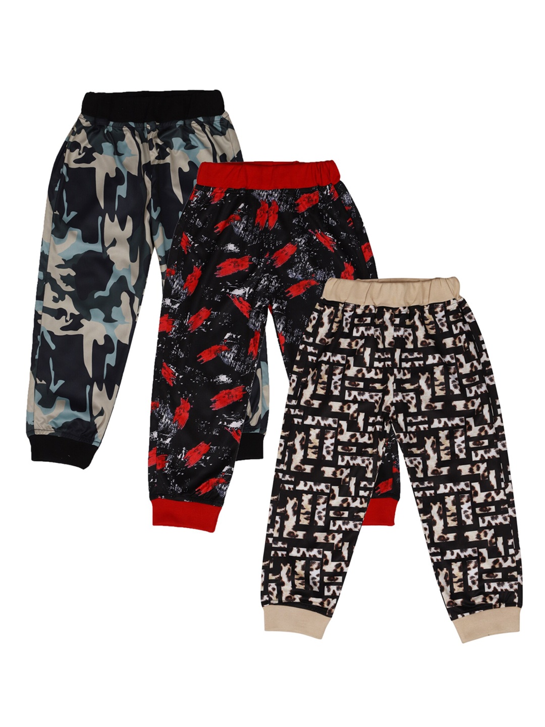 

Nottie Planet Kids Pack of 3 Printed Jogger TrackPants, Multi
