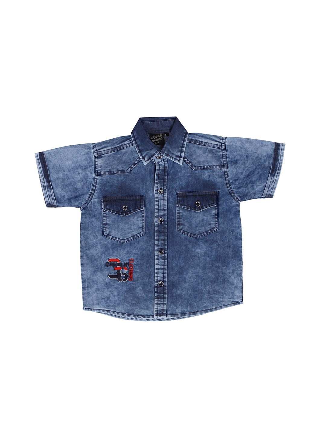 

CREMLIN CLOTHING Boys Blue Comfort Faded Denim Casual Shirt