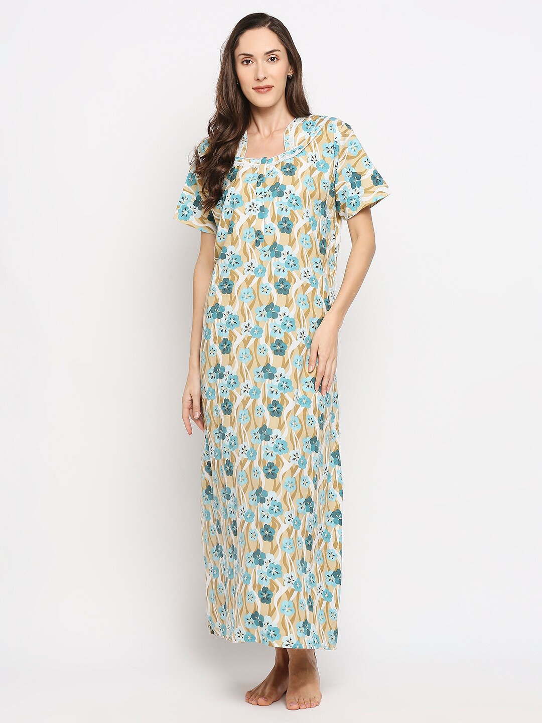 

Pretty Awesome Blue Embroidered Maxi Nightdress