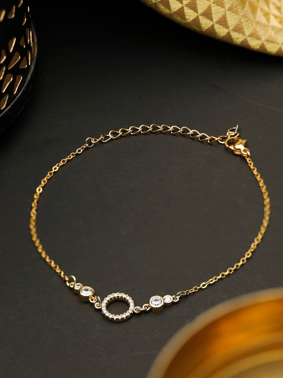 

PRITA BY PRIYAASI Women Gold-Toned Stone Studded Link Bracelet