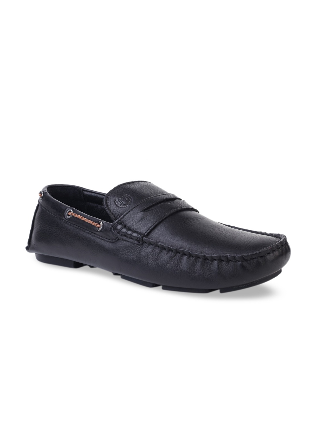 

MONDAIN Men Black Leather Loafers