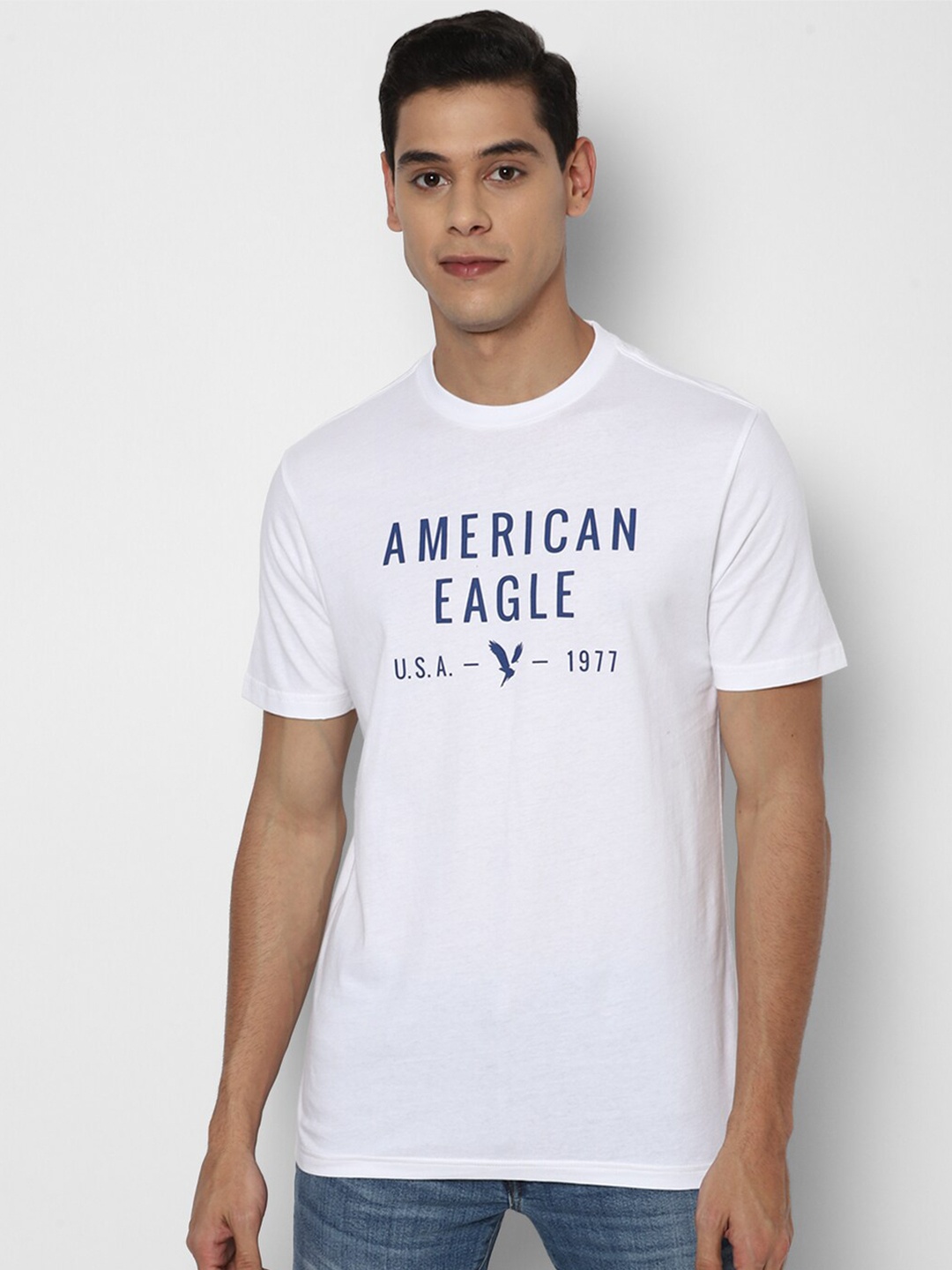 

AMERICAN EAGLE OUTFITTERS Men White Typography Printed Pure Cotton T-shirt