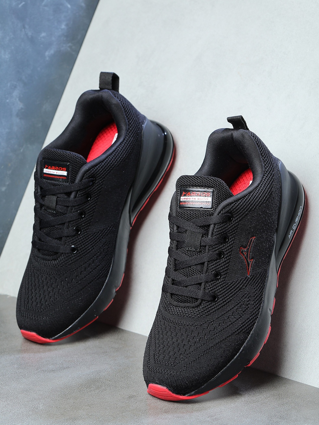 

ABROS Men Black Mesh Running Shoes