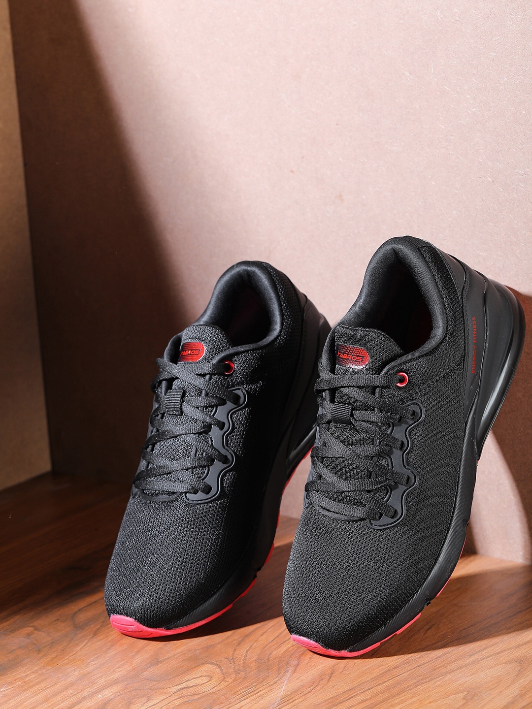 

ABROS Men Black Mesh Running Shoes