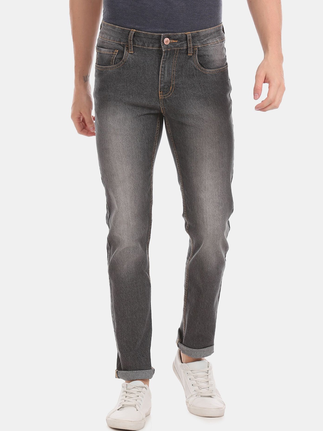 

Newport Men Grey Slim Fit Heavy Fade Jeans