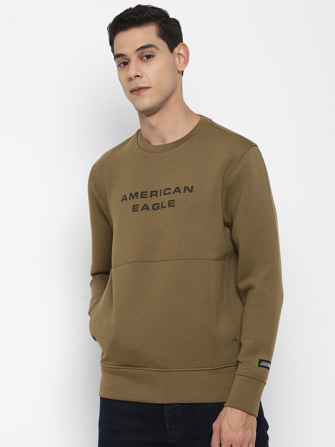 

AMERICAN EAGLE OUTFITTERS Men Brown Logo Printed Pullover Sweatshirt