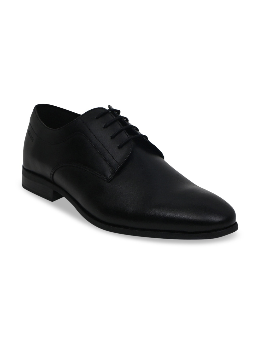 

Red Tape Men Black Solid Leather Derbys