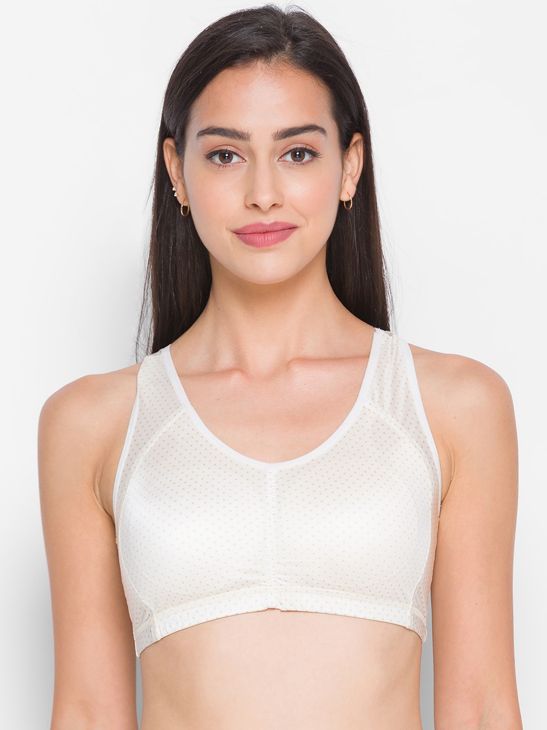 

Candyskin White Polka Dots Printed Padded Workout Bra