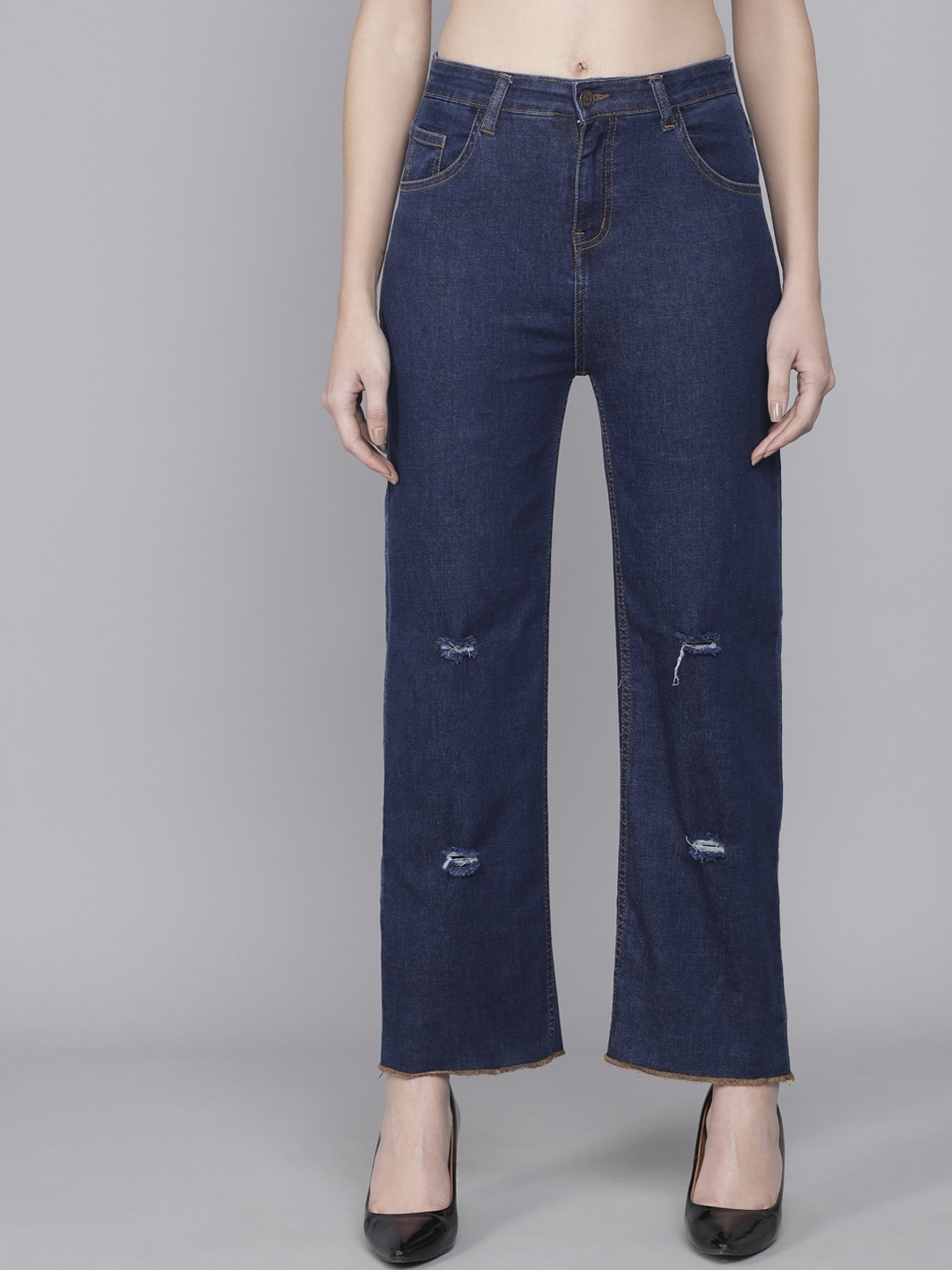 

Kotty Women Blue Flared High-Rise Mildly Distressed Jeans
