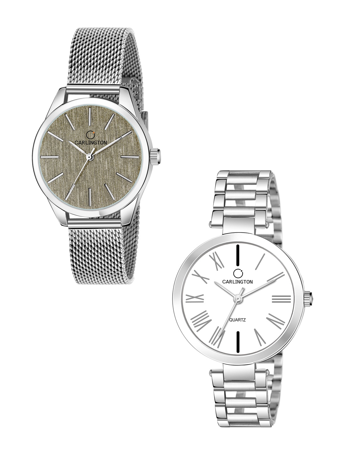 

CARLINGTON His & Her Multicoloured Dial Bracelet Style Straps Analogue Watch, Multi