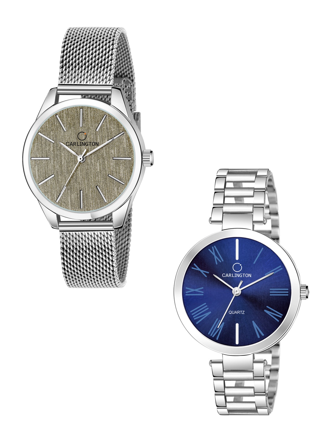 

CARLINGTON Women Blue & Silver Pack of 2 Analogue Watch Combo CT2001