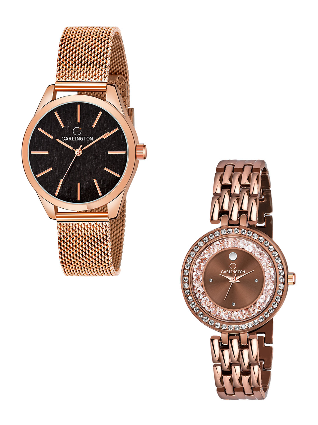 

CARLINGTON Women Rose Gold-Toned Dial & Rose Gold Toned Straps Analogue Watch CT2001