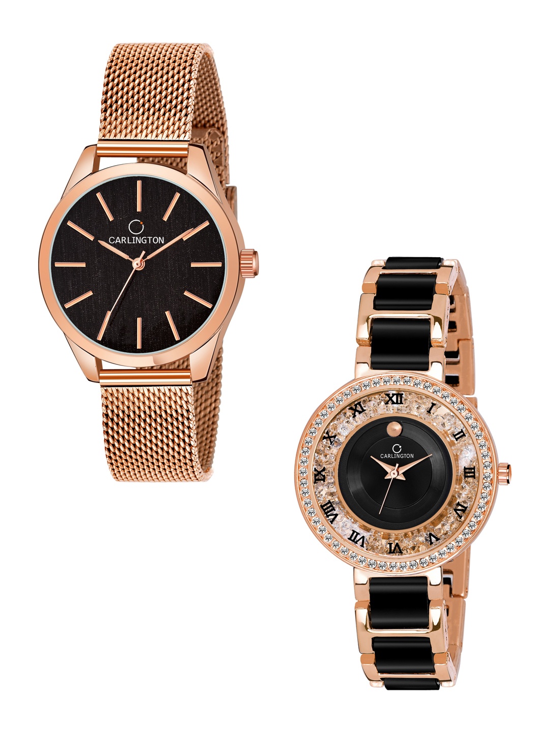 

CARLINGTON His & Her Multicoloured Dial Stainless Steel Bracelet Style Straps Watch, Multi
