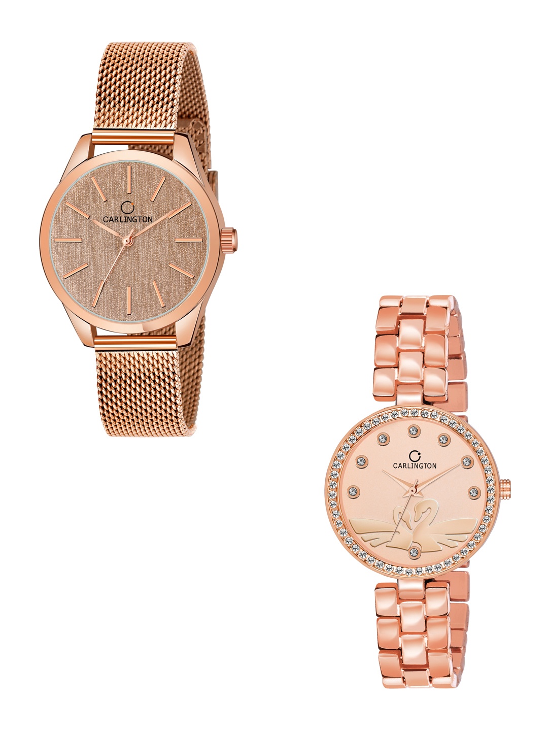 

CARLINGTON His & Her Multicoloured Dial Stainless Steel Bracelet Style Straps Watch, Multi