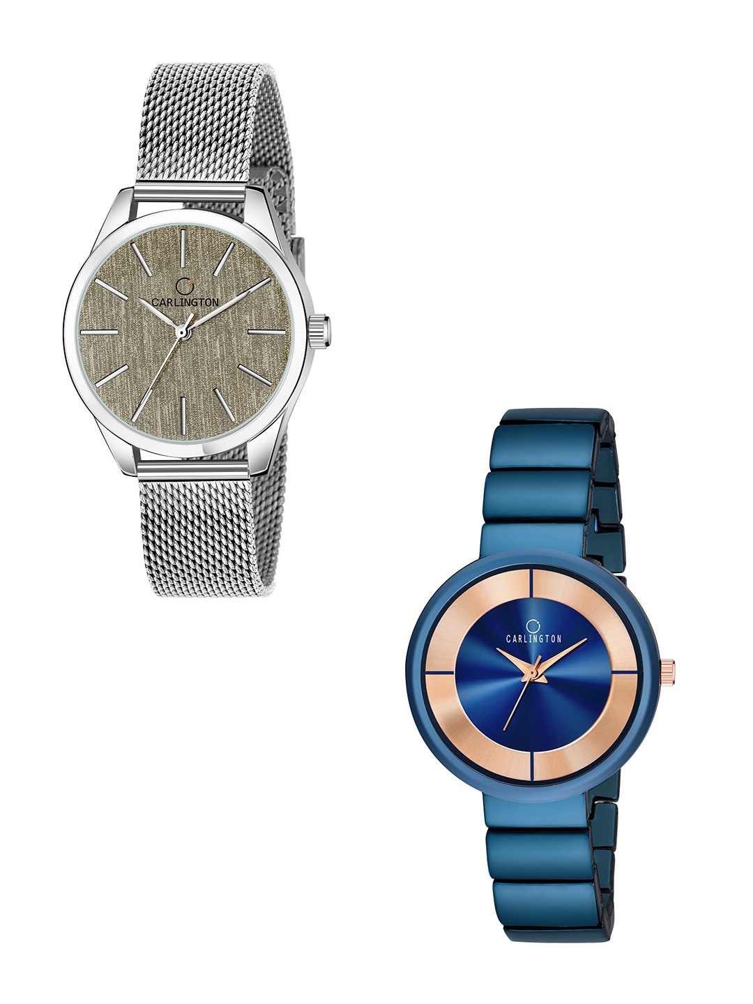 

CARLINGTON Women Set of 2 Analogue Watch - Combo CT2001 Silver-Platina Blue