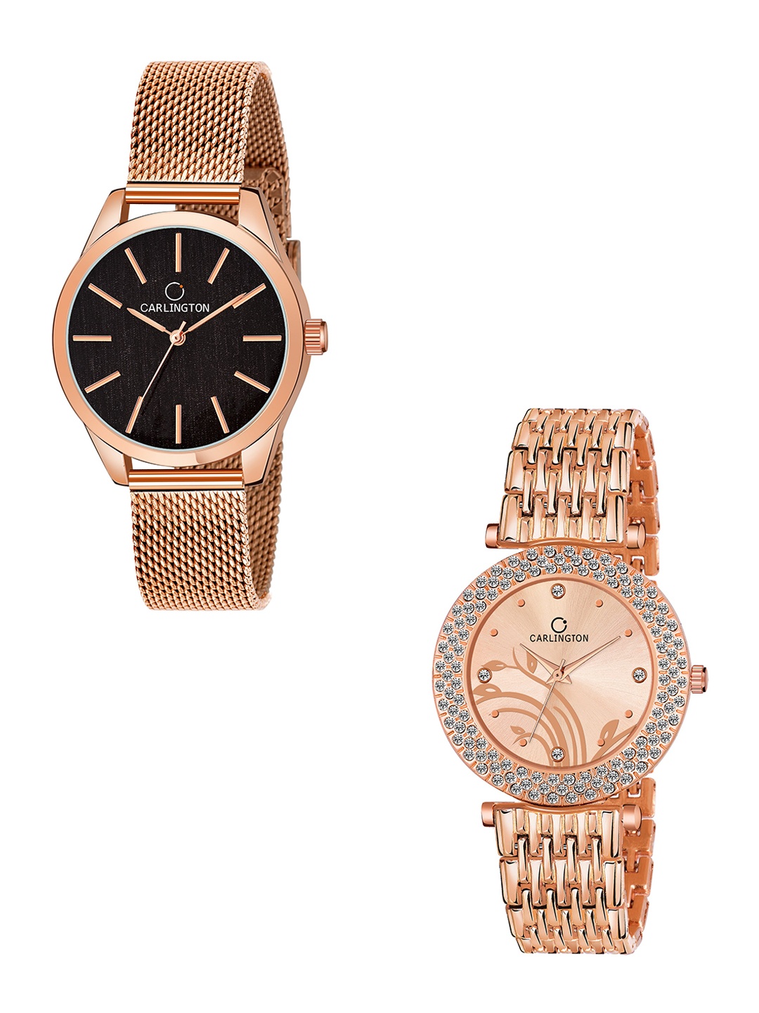 

CARLINGTON His & Her Multicoloured Dial & Stainless Steel Bracelet Style Straps Watch, Multi