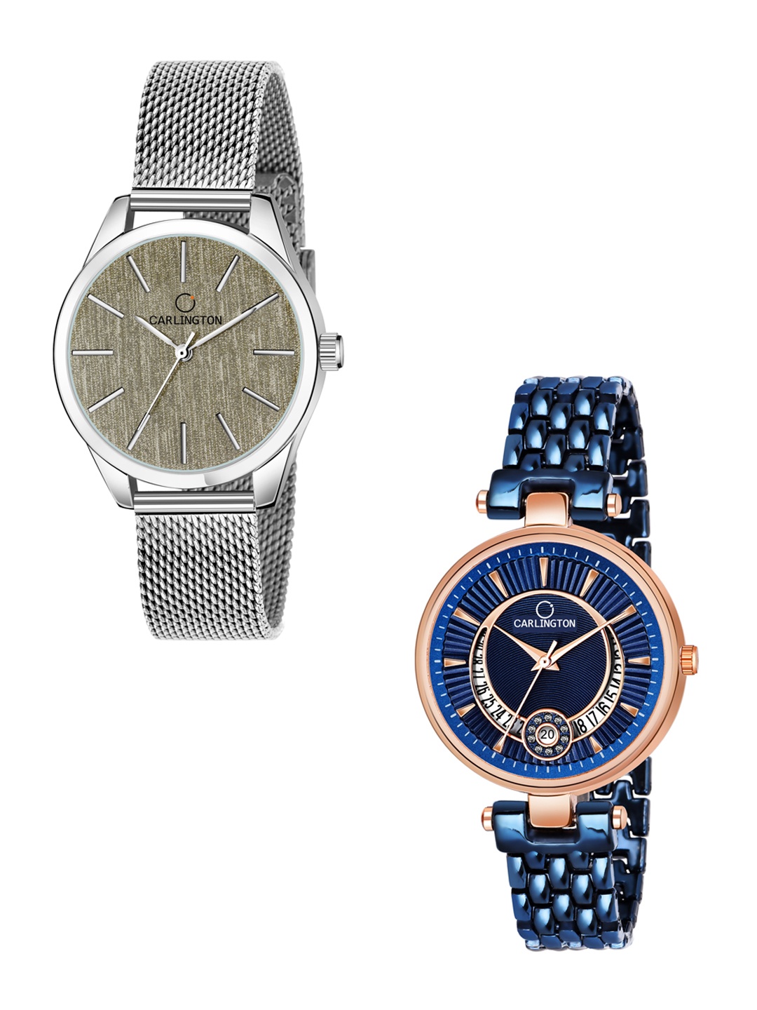 

CARLINGTON Women Set of 2 Analogue Watch - Combo CT2001 Silver-Bella Blue