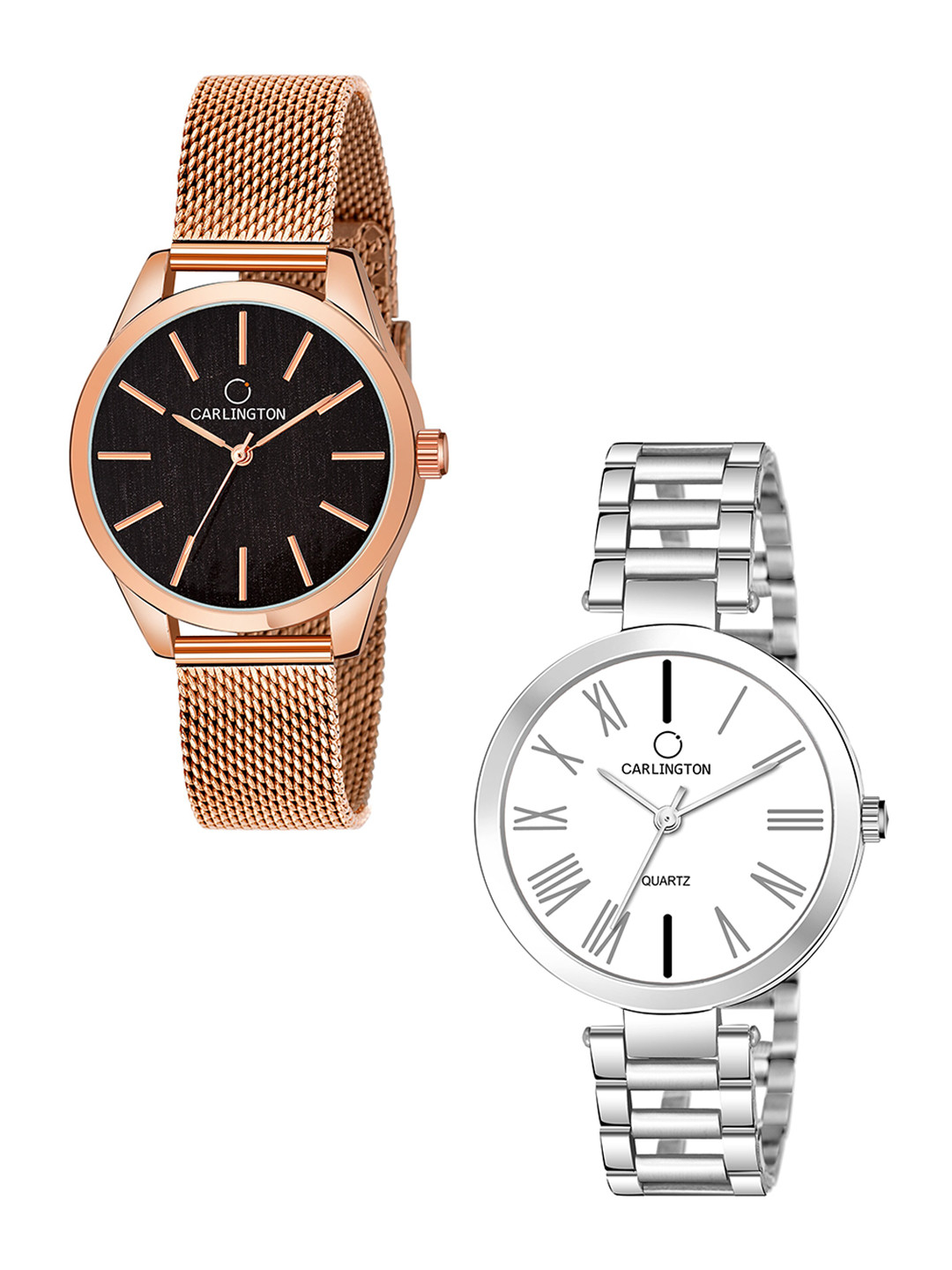 

CARLINGTON Women Rose Gold-Toned Dial & Rose Gold-Plated Straps Analogue Watch CT2001