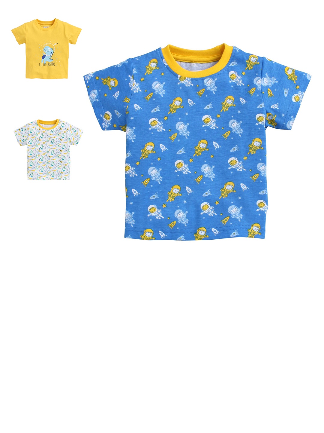 

BUMZEE Infant Boys Pack of 3 Printed T-shirt, Yellow
