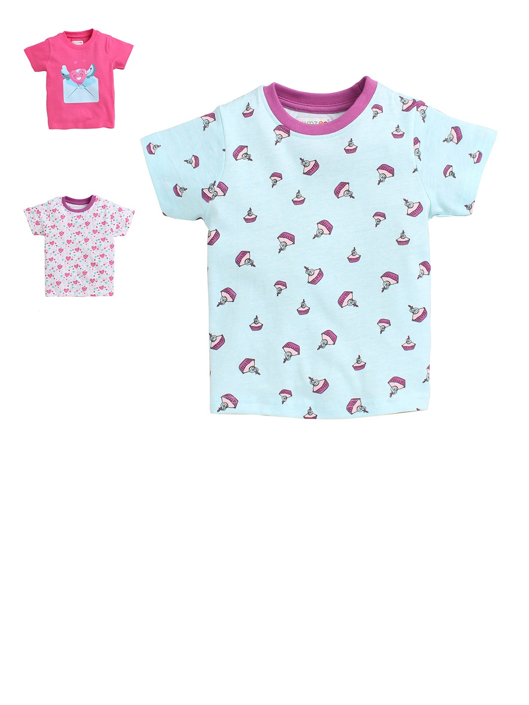 

BUMZEE Girls Pink 3 Printed Pockets T-shirt