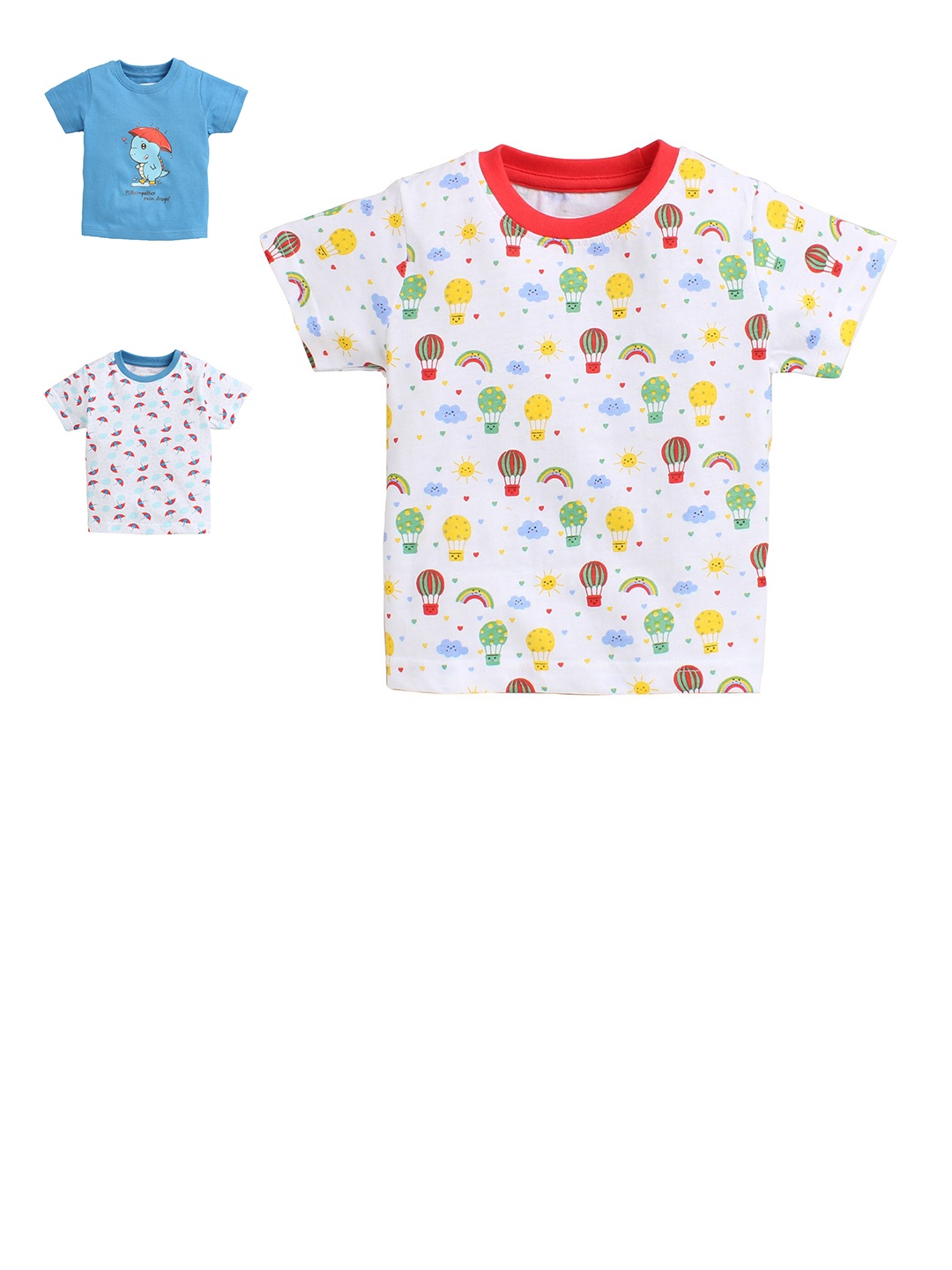 

BUMZEE Boys Pack of 3 Printed T-shirts, Blue
