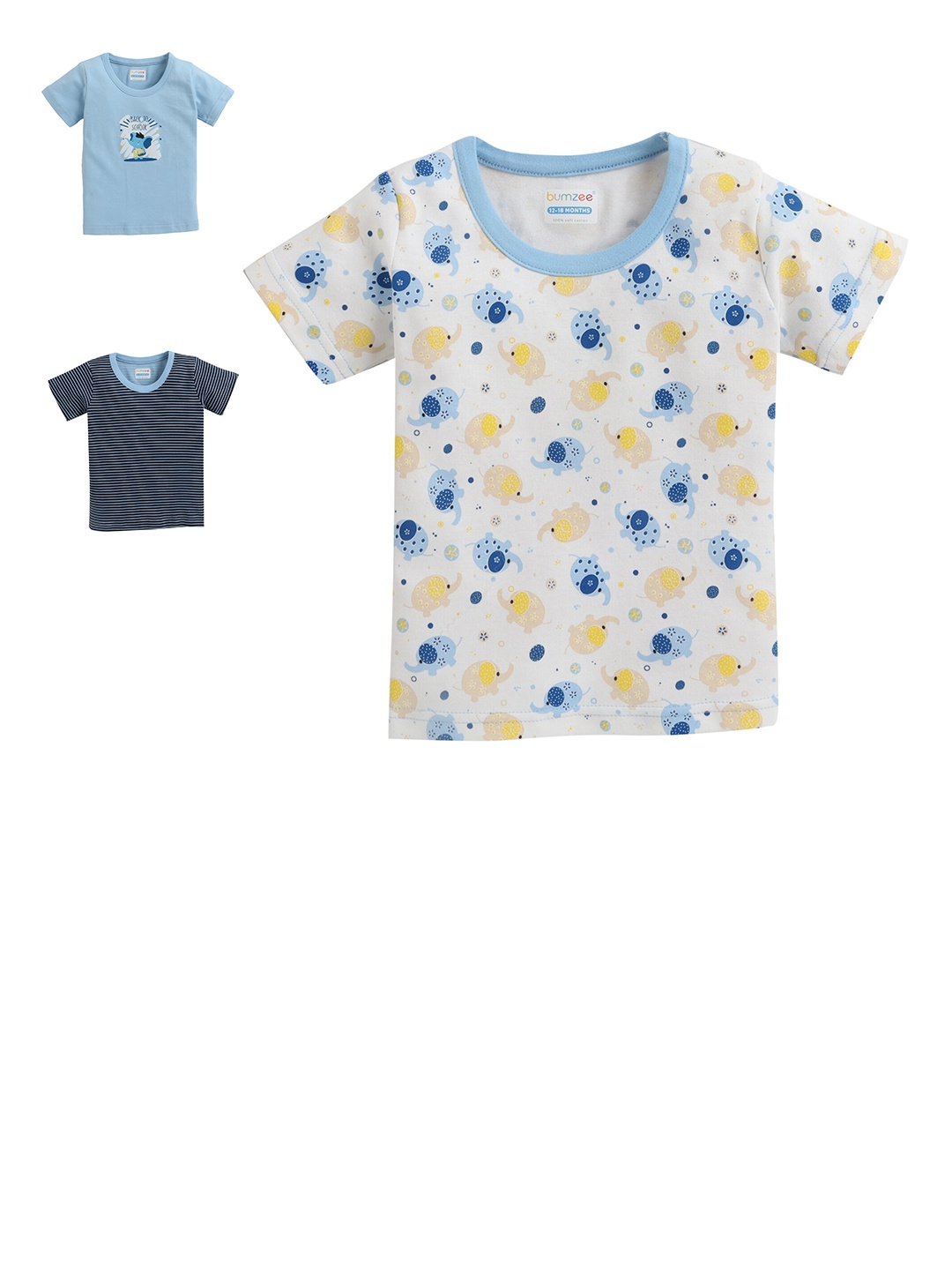 

BUMZEE Set Of 3 Boys Blue T-shirt