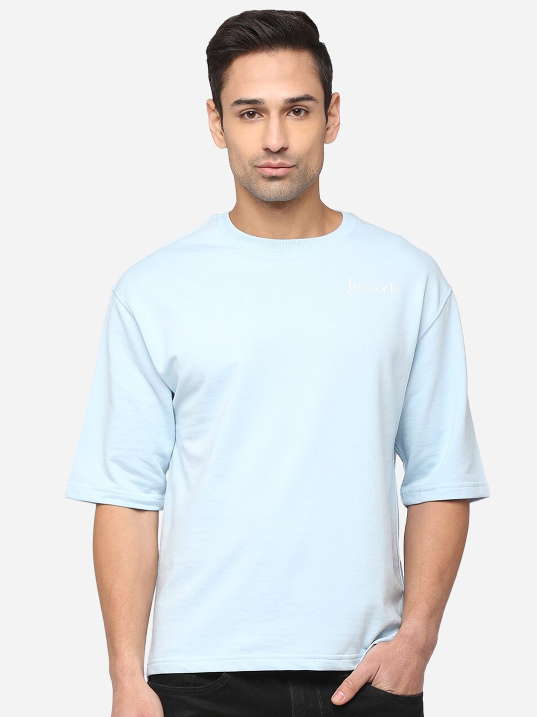 

FUAARK Men Blue Solid Anti Odour T-shirt