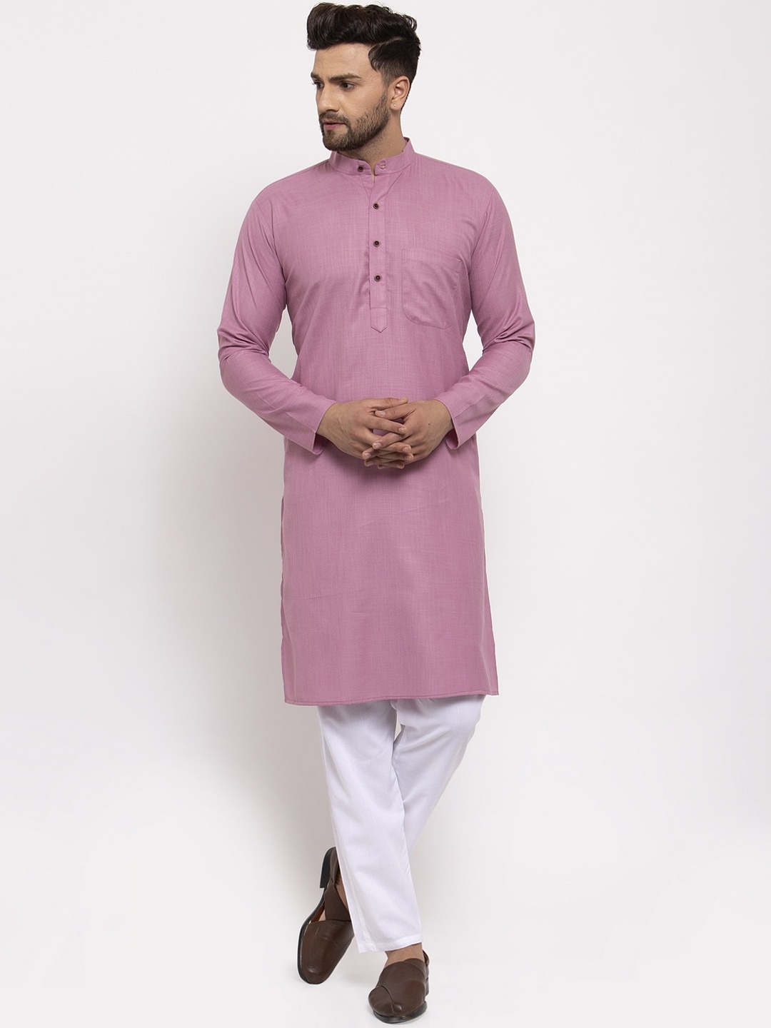

Jompers Men Pink Pure Cotton Kurta with Pyjamas