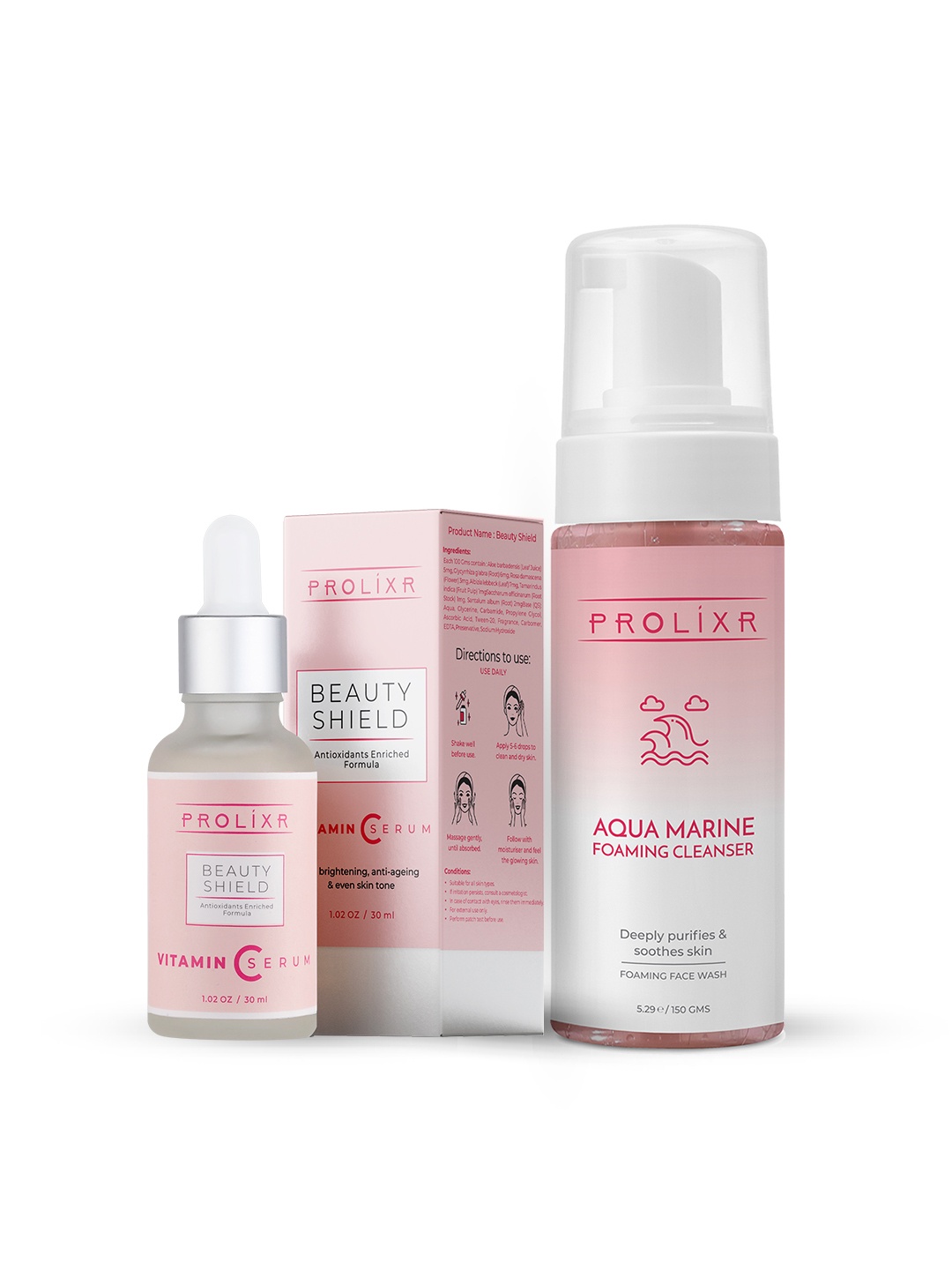 

PROLIXR Glow up Bundle to Hydrates & Fights Skin Damage for All Skin Types - 180 ml, Pink