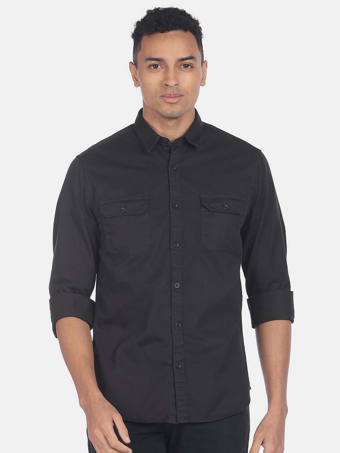 

Ruggers Men Black Pure Cotton Casual Shirt