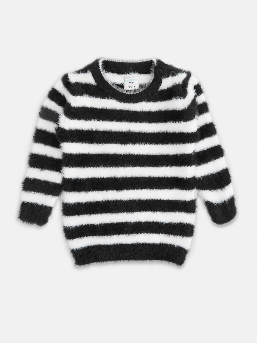 

Pantaloons Baby Boys Black & White Striped Pullover