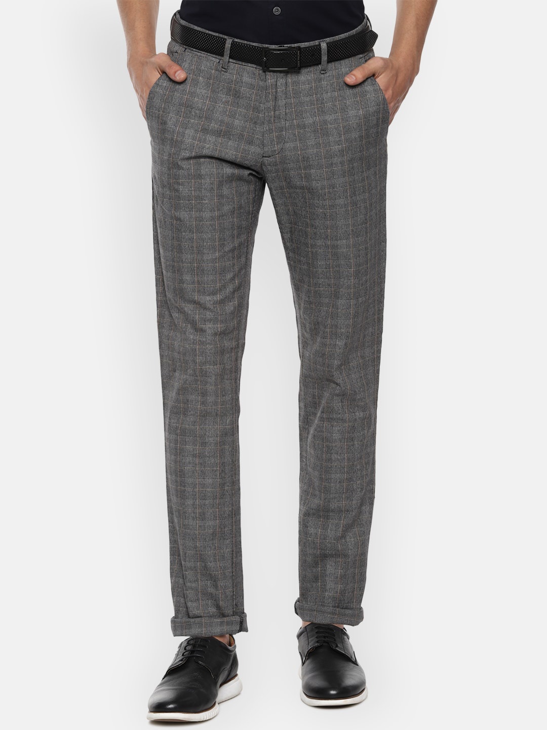 

Louis Philippe Sport Men Grey Checked Slim Fit Trousers