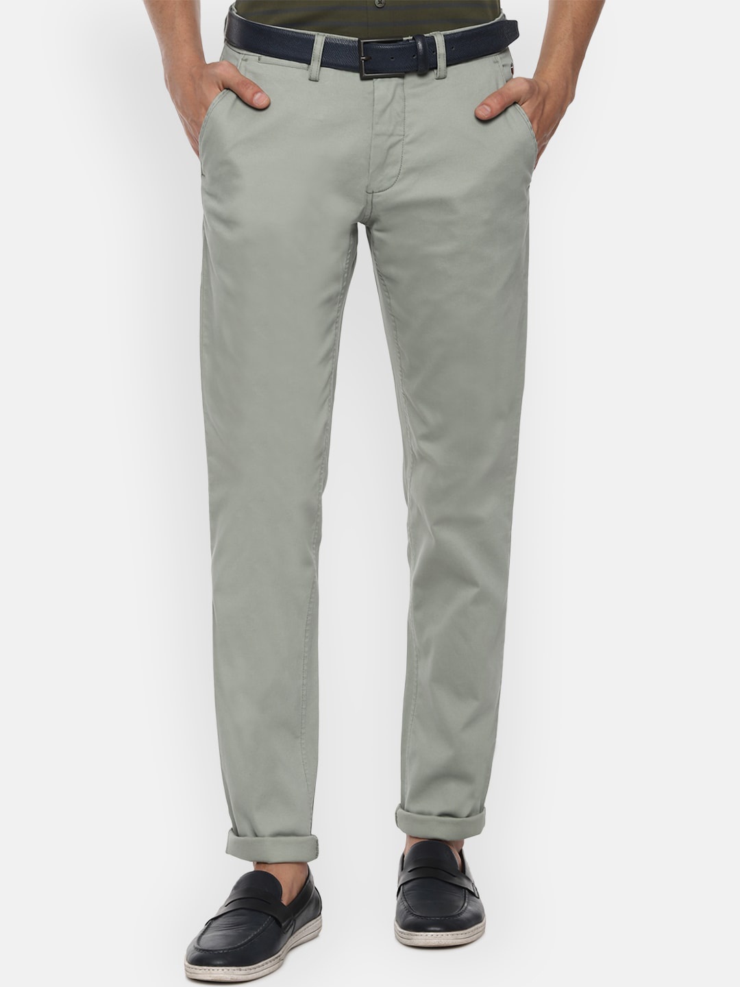 

Louis Philippe Sport Men Grey Textured Slim Fit Trousers