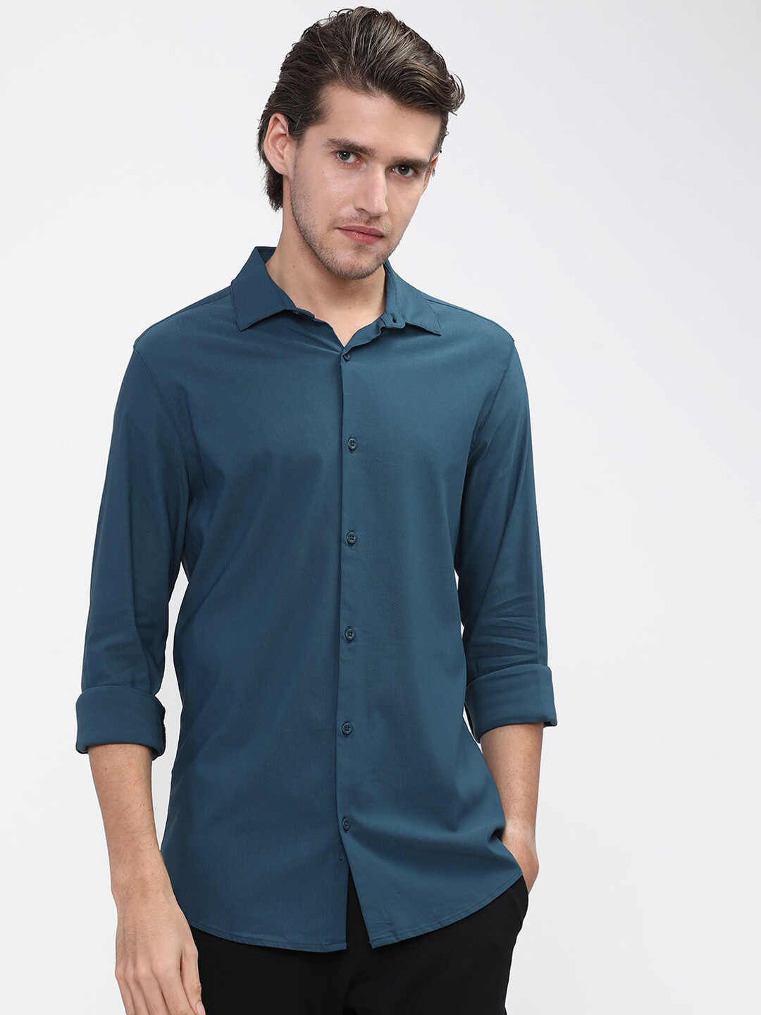 

HIGHLANDER Men Green Slim Fit Party Shirt